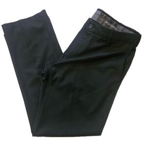 Haggar Cool 18 Pro Pants Mens 38x32 Black Flat Front Dress Trousers Straight Leg